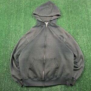 VTG JERZEES  Full Zip Hoodie Men's XL Faded Black Fleece NuBlend Activewear 90s